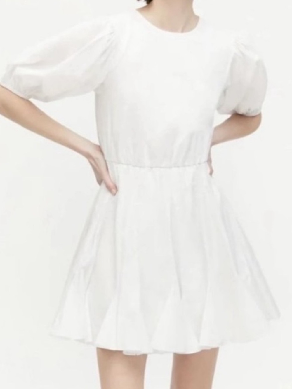 RHODE White Puff-Sleeve Mini Dress